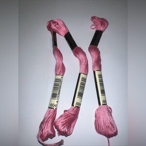 DMC Embroidery Floss Needlepoint Crewel Pink 604  Lot of 3